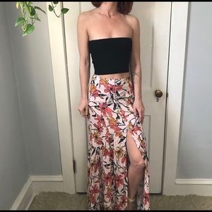 Free People Tropical Button Slit Maxi Boho Skirt